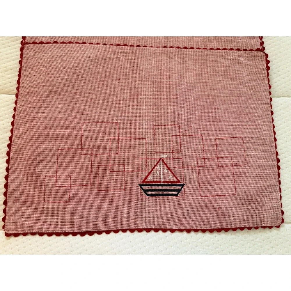 New Red Rich Home Sailboat Placemats 2 Sets Of 4 Ocean Nautical 13.5